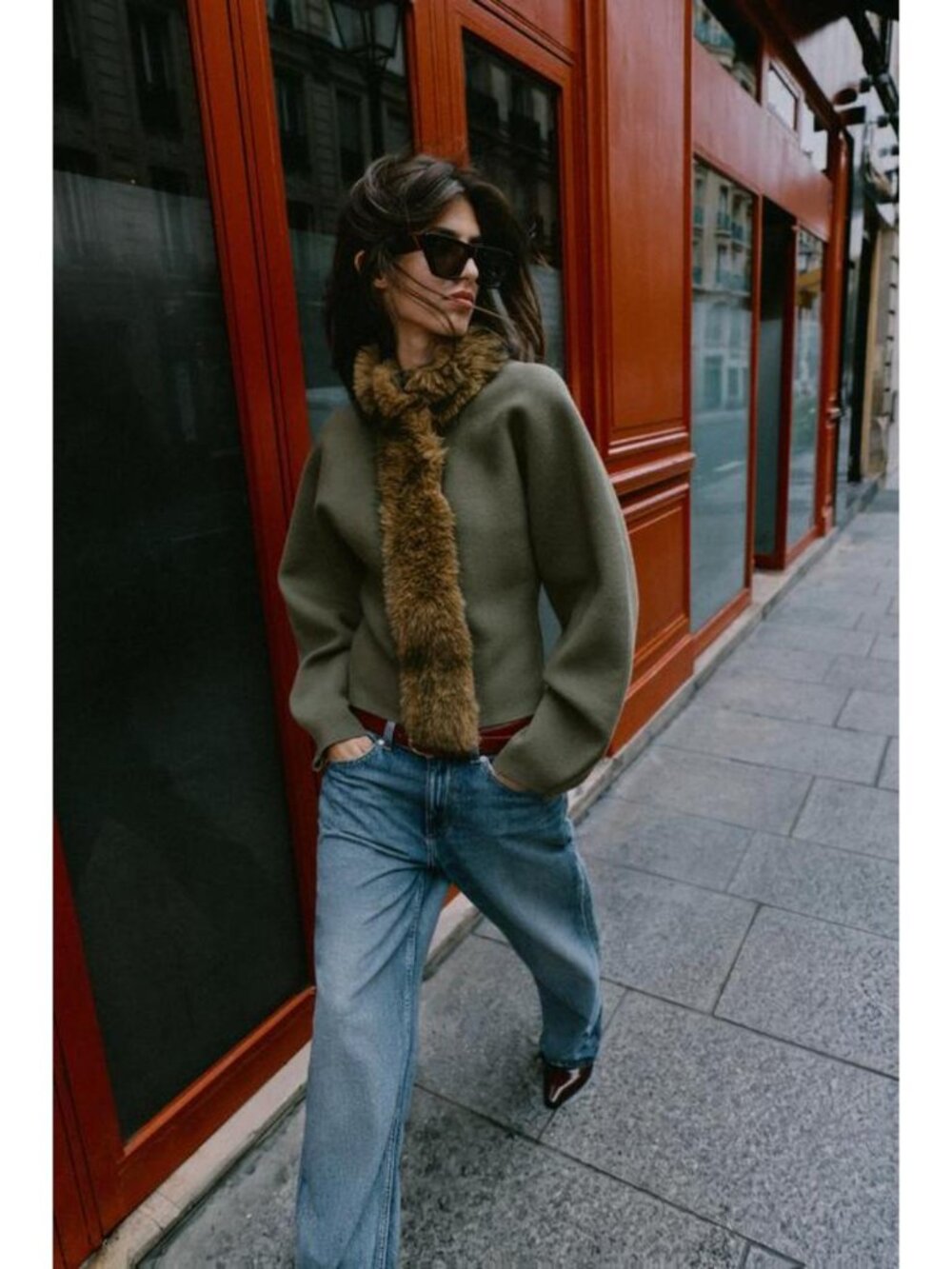 ZARA COMBINED FAUX FUR EFFECT CARDIGAN 2142/294/505